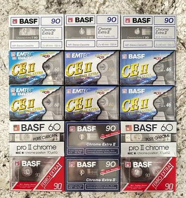 Lot Of 15 Various BASF/EMTEC New Sealed Blank Audio Cassette Tapes
