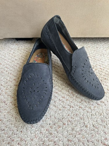 Hush Puppies Women’s Blue Suede Loafer Flat Shoes Size 5.5