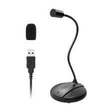 Gooseneck USB Microphone for PC - Plug Play Computer Mic With Mute Button -...