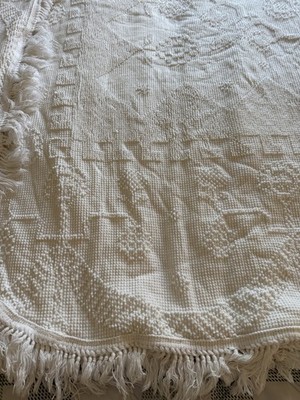 Bates Hobnail Maine Heritage Chenille Fringe King Bed Spread 96  x 106  White