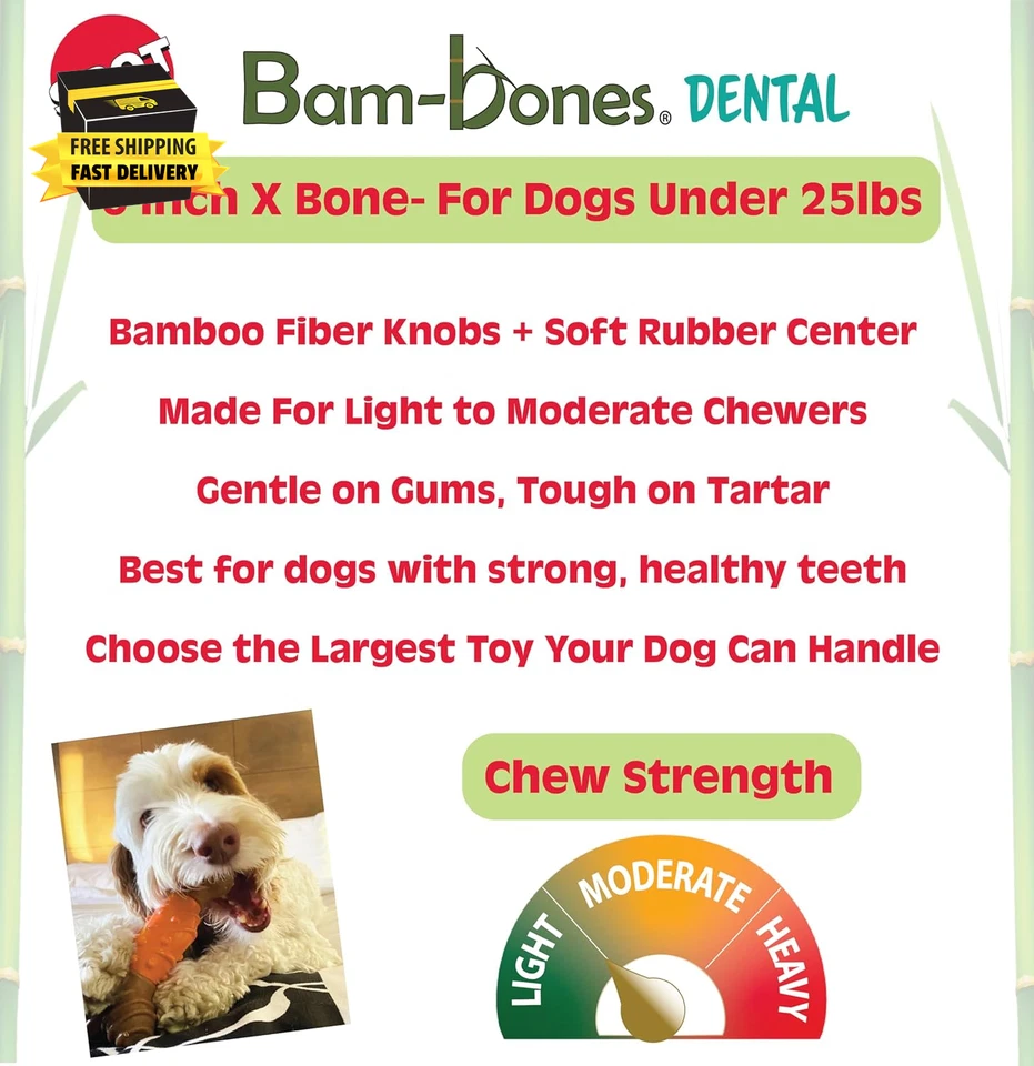 Bam-Bones Dental X-Bone - Сделано из Бамбукового Волокна и Массажного Резинового Центра t - Изображение 2 из 4