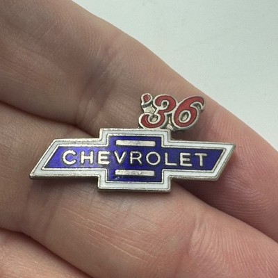 1936 Chevrolet Bowtie Lapel Pin Blue Enamel GM Auto Badge Vintage '36