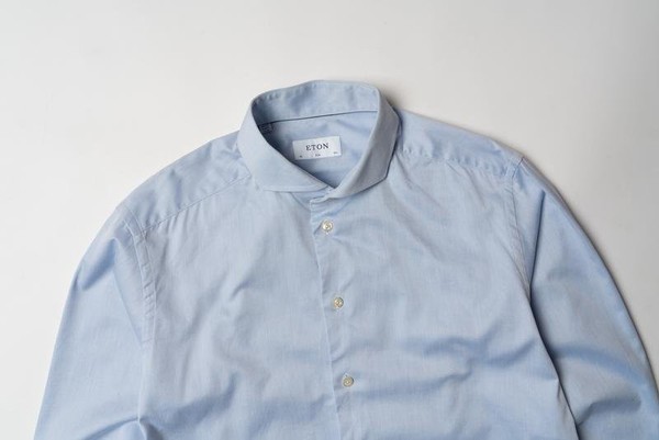 Men Eton Shirt Blue Cotton 38 / M / 46 #30P9