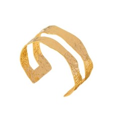 Adjustable Open Wide Wire Bracelets Cuff Bangle Irregular Grooved Wrist Hammered