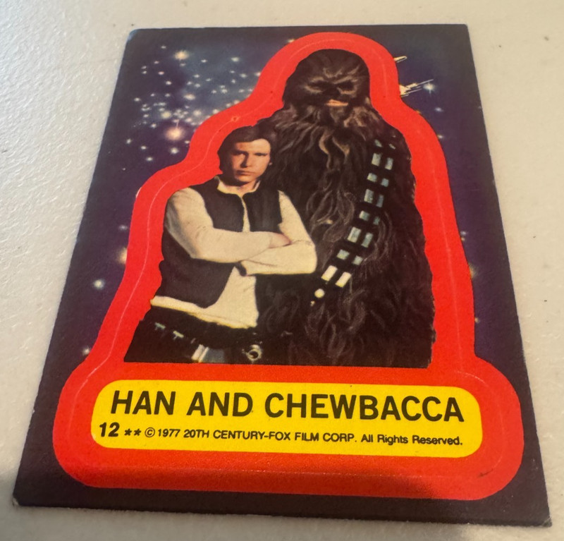 1977 Topps Star Wars #12 Han and Chewbacca Stickers
