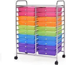 GOFLAME 20-Drawer Rolling Storage Cart Rainbow Craft Organizer Lockable Wheels