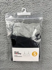 Deal Worthy Bralettes Womens Small Gray Black Scoop Neck 2 Pack Basics Comfort