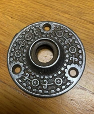 One Antique Victorian Eastlake Escutcheon Rosette Door Plate Backplate 2" Round