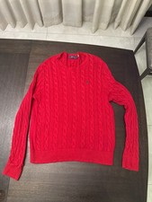 Polo Ralph Lauren Red Cable-Knit Cotton Crewneck Sweater size L
