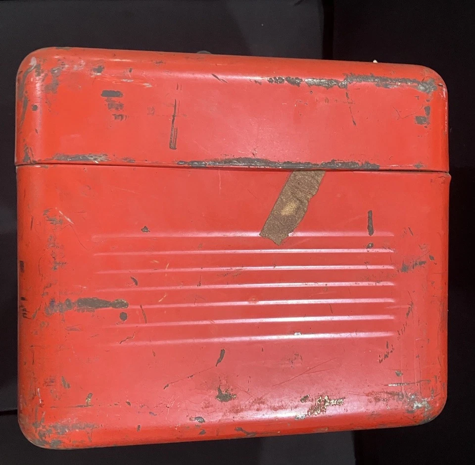 VINTAGE SIMONSEN RALLY LINE TOOL BOX Orange STEEL METAL 19" LONG - Image 3 of 4