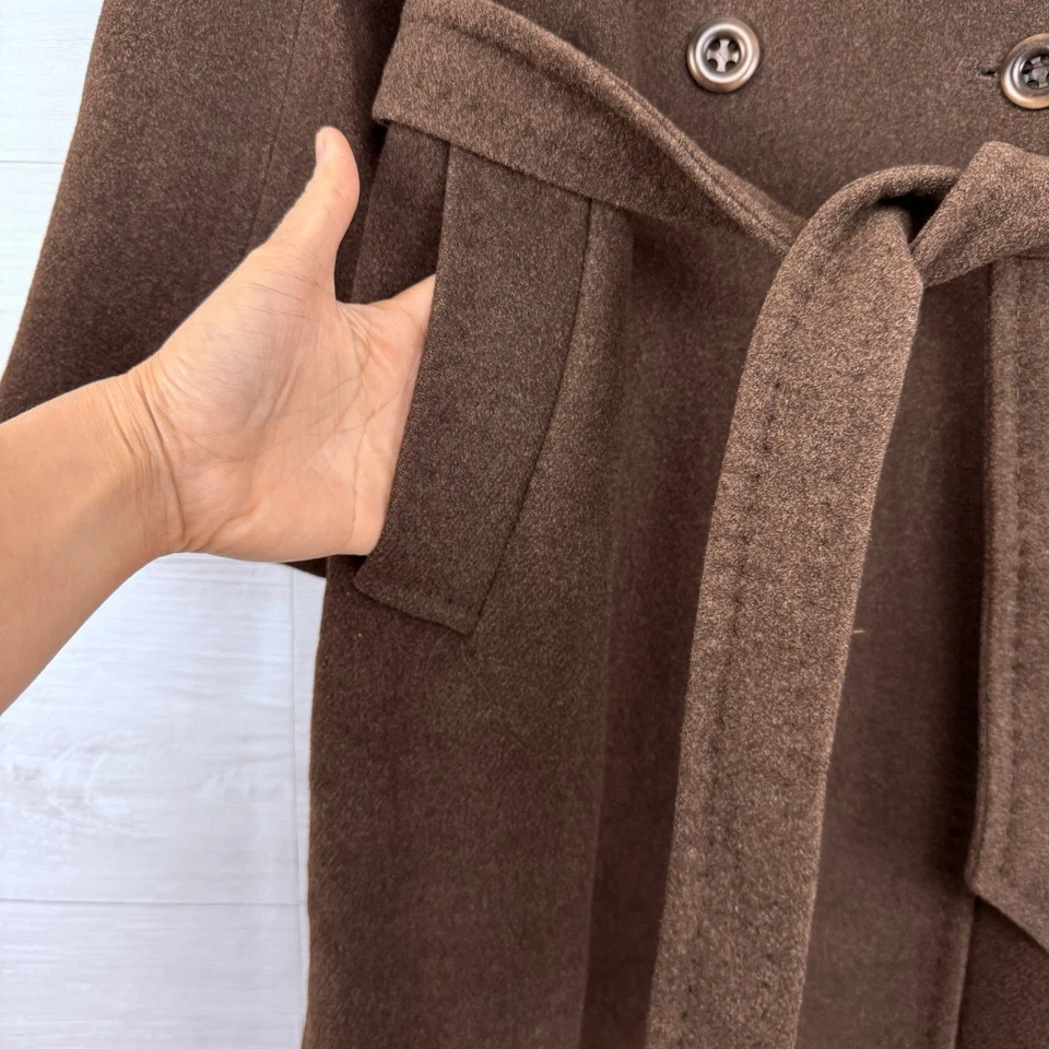 Abrigo MaxMara Italia Doble Pecho Talla US 8 Lana Seda Angora Chocolate Lujo Foto 4 de 4