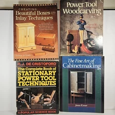 Lot Of 4 WOODWORKING Paperback LARGE REFERENCE BOOKS Carving Cabinet Inlay Tools