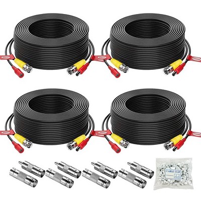 4 Pack 200ft/60M BNC Video Power Cable, BNC Cable for Surveillance CCTV DVR S...