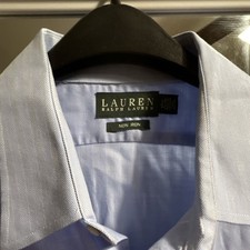 Lauren Ralph Lauren Non-Iron Light Blue Herringbone Men's Dress Shirt 17 34/35