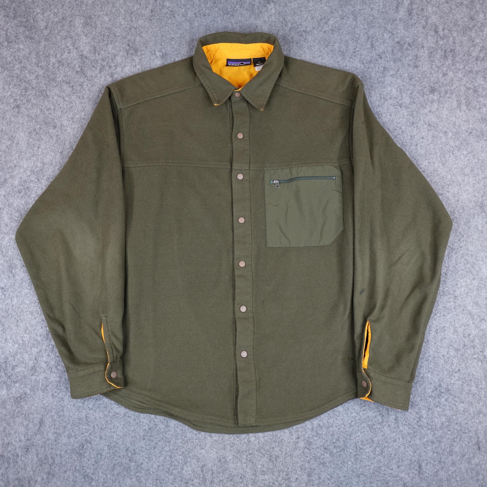 Vintage Patagonia Jacket Mens Medium Olive Micro D-Luxe Synchilla Shacket Y2K