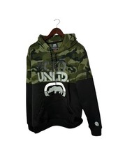 Ecko Unltd. Men Sweatshirt L Black Camo Hoodie Logo Graphic Print