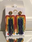 Pride Rainbow Anthropologie Deepa Gurnani Earrings Becka Fringe Chandelier NEW — photo 1