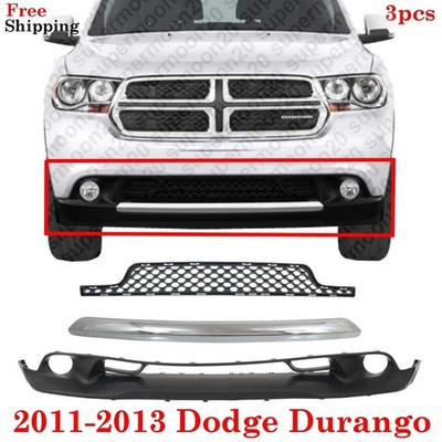 For 2011-2013 Dodge Durango Bumper Cover + Grille +Chrome Molding Front Set of 3