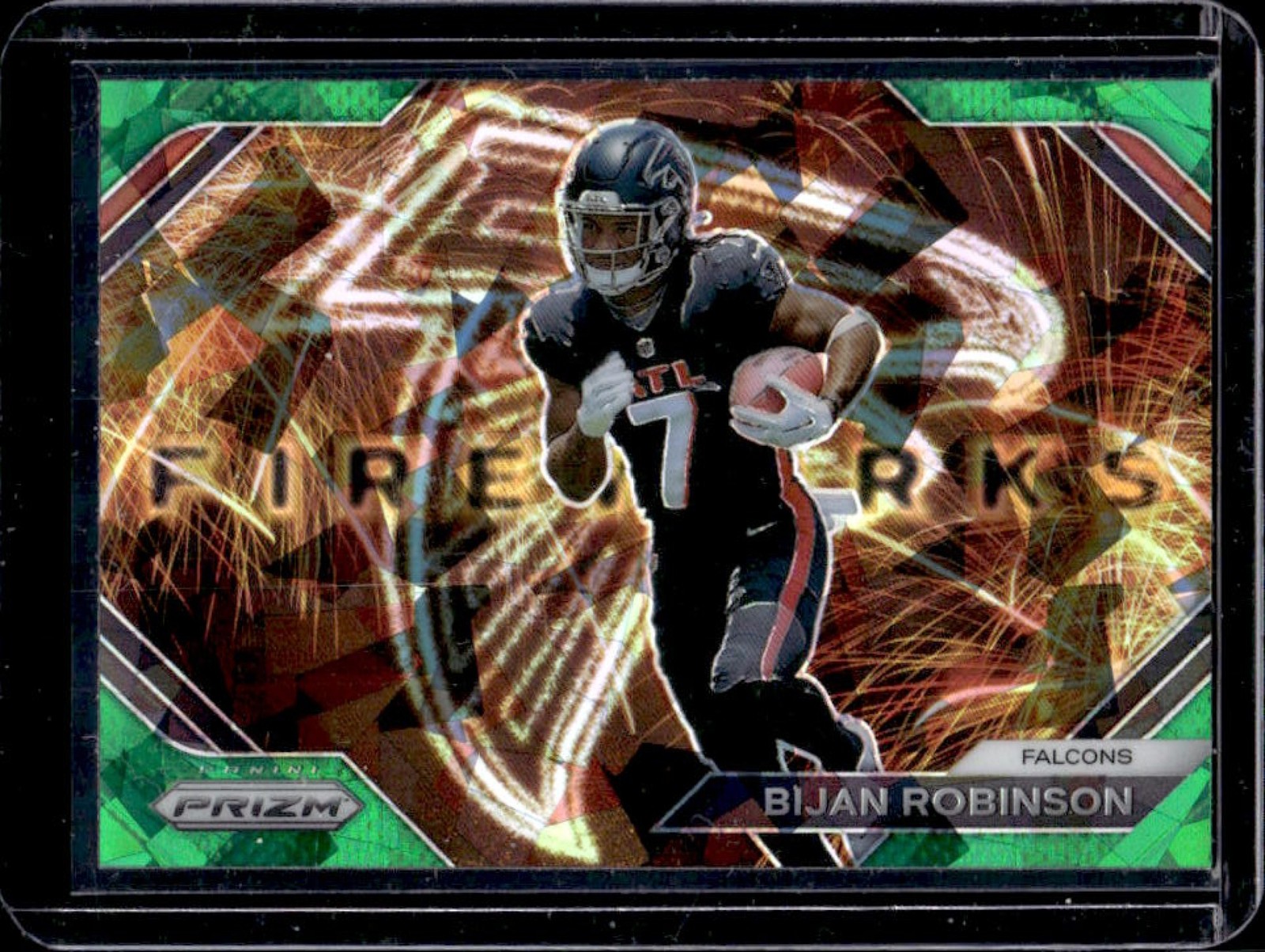 2023 Prizm Bijan Robinson Fireworks Prizm Green Ice RC #F-24 Falcons