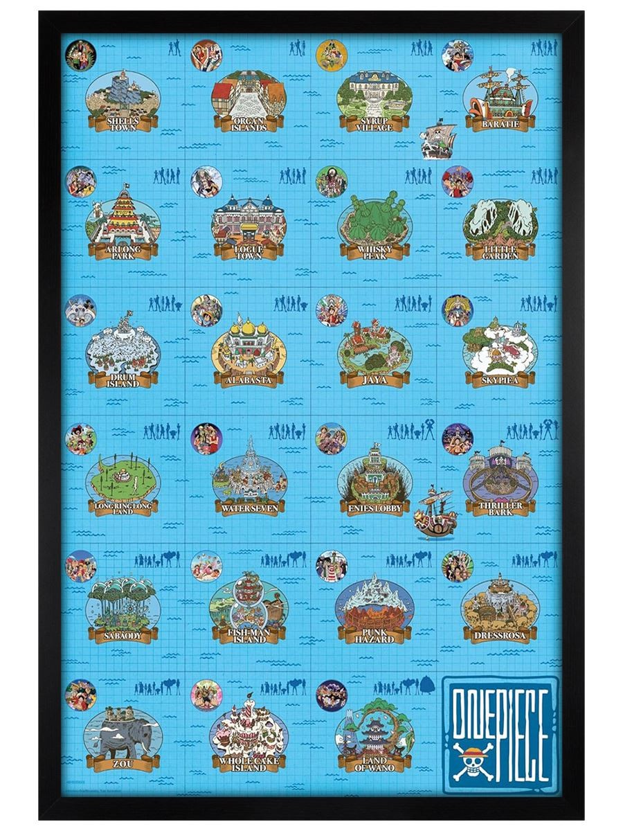 One Piece Log Itinerary Maxi Poster - Black Wooden Framed