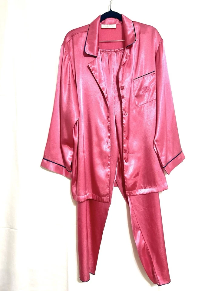 Oscar de la Renta Conjunto de Pijama Etiqueta Rosa Lg Rosa Floral Pantalones Manga Larga Top Foto 2 de 4