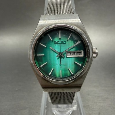 Seiko Automatic Watch Women 25mm Green Dial Silver Tone Daydate