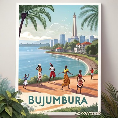 Lebendiges Bujumbura Burundi Poster - Tanganjikasee und Kultur Kunstdruck_mehrDet
