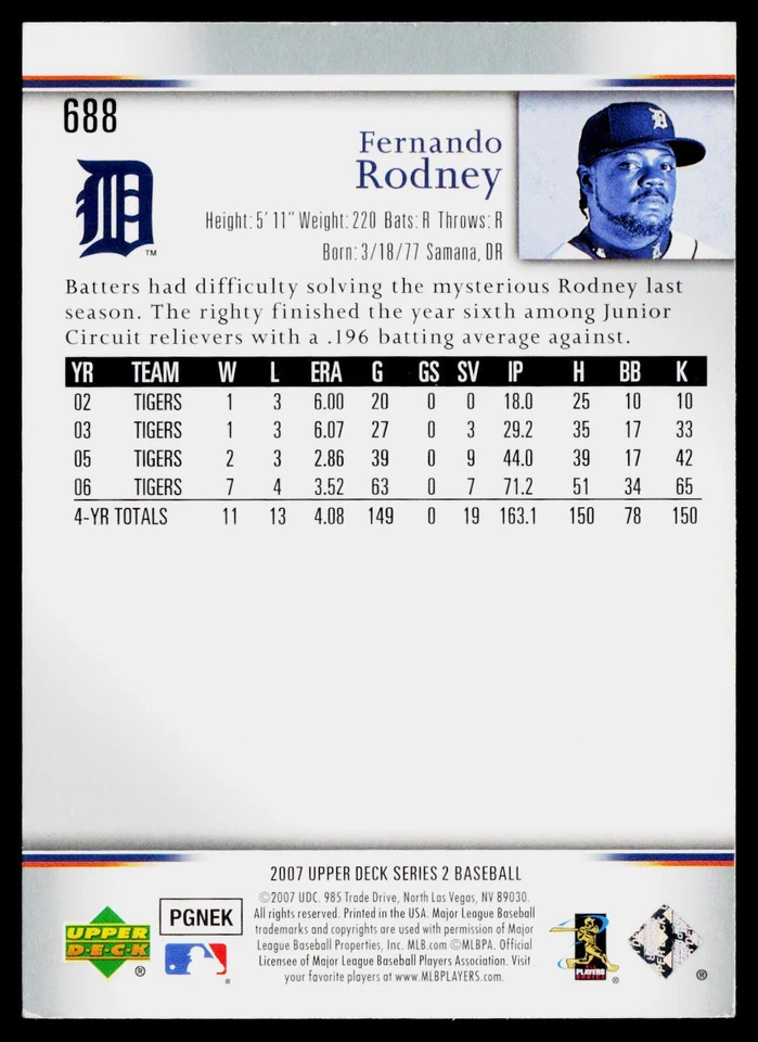 2007 Upper Deck #688 Fernando Rodney Predictor Edition Silver - Image 2 of 2