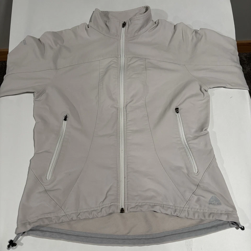 Chaqueta cortavientos vintage Nike ACG Softshell para mujer M blanca cremallera completa correr Foto 3 de 4