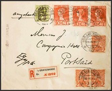 Netherlands. Cover Yvert 108(3), 113, 121(3). 1930. 2 Cts Red, Three Stamps, 1