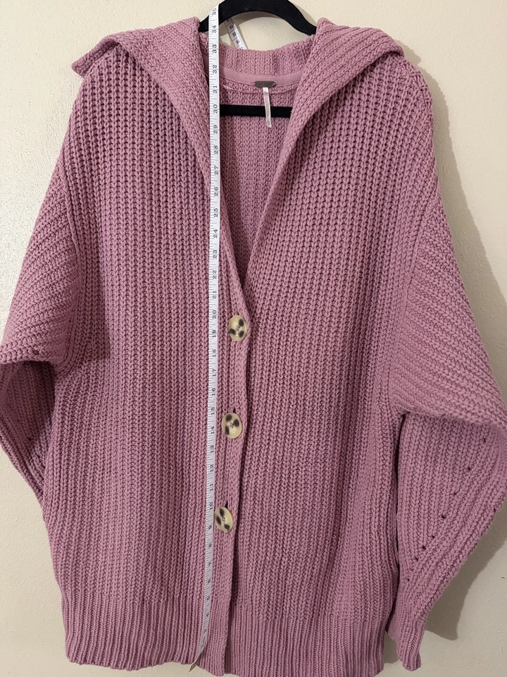 Cardi Free People Swim Too Deep rosa ahumado — talla XS de gran tamaño Foto 4 de 4