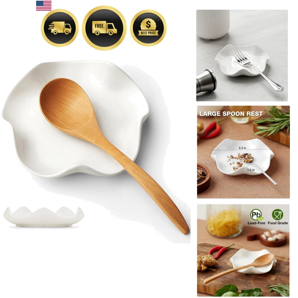 Spoon Rest for Stove Top, 5.3 Inch Ceramic Spoon Holder for Kitchen Counter, ... - Imagen 1 de 4