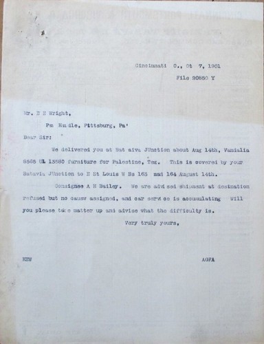 Cincinnati, Portsmouth & Virginia Railroad 1895 Freight Tarriff & Letter - OH - Picture 2 of 2