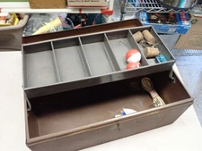 Vintage Simonsen Steel Compact Tackle Box 1 Tray w/ Dividers 15"X 7"X 6" Toolbox