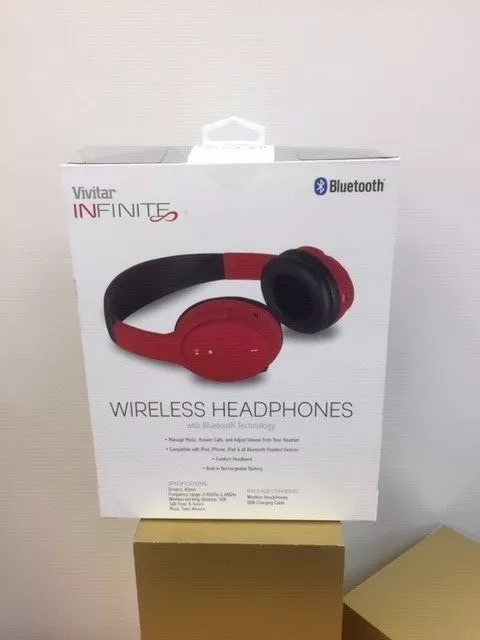 NIB VIVITAR INFINITE BLUETOOTH WIRELESS HEADPHONES Crimson Lim Edition