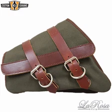 Canvas Left Saddlebag Swing Arm Bag Fit For Harley Sportster 2004-Up Army Green