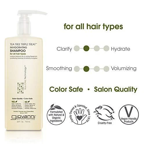 GIOVANNI Tea Tree Triple Treat Invigorating Shampoo, 24 oz. - Cooling - Image 2 of 4