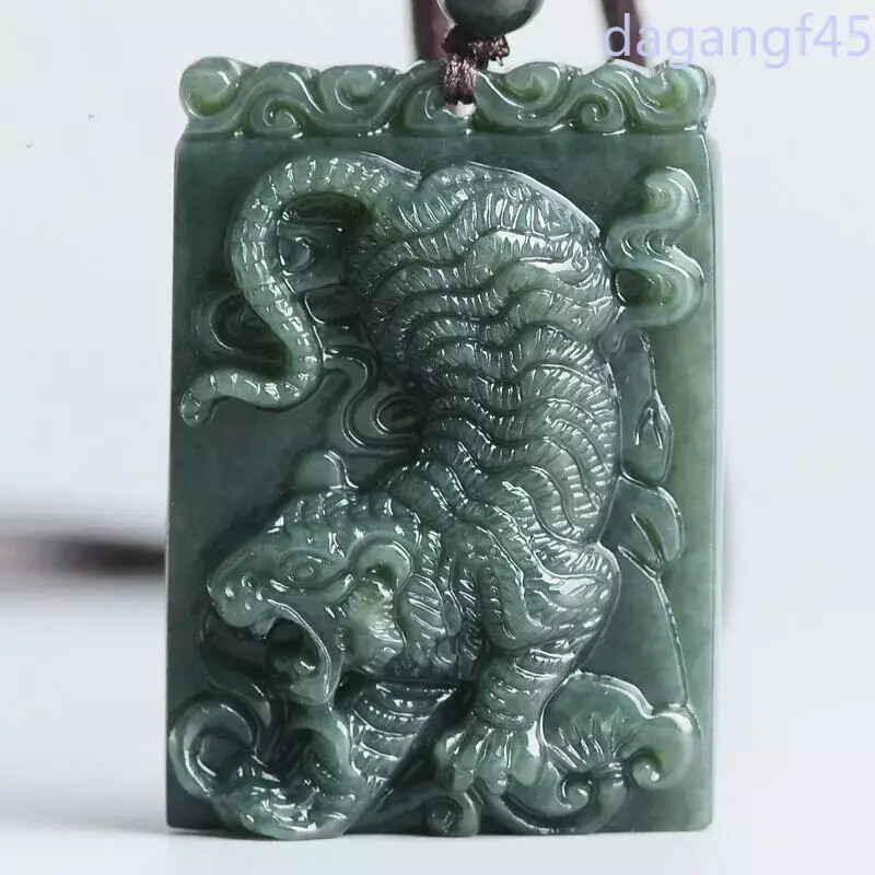 Certified Natural Jade Tiger Pendant Necklace Charm Jewelry Amulet