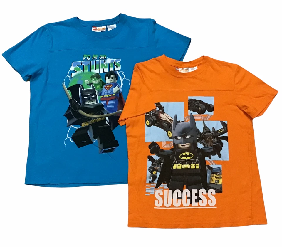Camiseta de la película Lego Super Heroes Batman azul y naranja talla L y M para niños ¡Lote de 2 L@@K! Foto 2 de 4