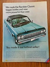 1966 AMC American Motors Rambler Classic Rebel Ad Made Bigger Bolder Powerful