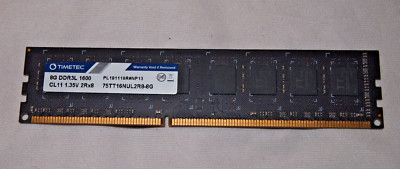 Timetec 8GB DDR3L-1600MHZ PC3L-12800 Non ECC Unregistered RAM 75TT16NUL2R8-8G