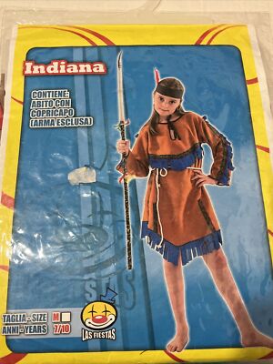 vestito costume carnevale indiana bambina 7/10 anni party Cosplay