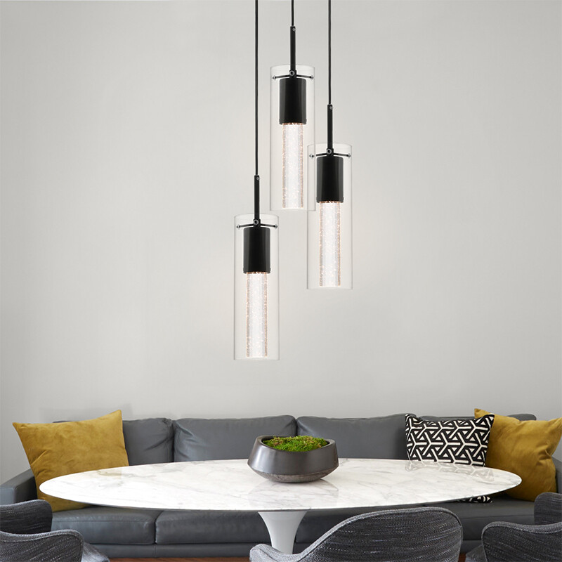 Modern Pendant Light Black Cluster Kitchen Island Pendant Lighting with LED Bulb