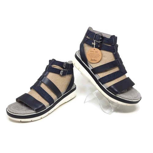 JAMBU Navy Blue LEATHER w/Denim Blue GLADIATOR SANDALS WO'S SZ 6.5 M New  191609054867 | eBay