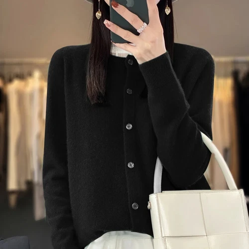 Primavera y Otoño Para Mujer Cárdigan Suéter de Cachemira Elegante Top Suéter Abrigos - Imagen 27 de 39