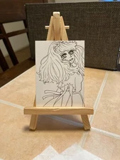 ACEO Original Mixed Media Painting Art Card ATC Pinup girl #658