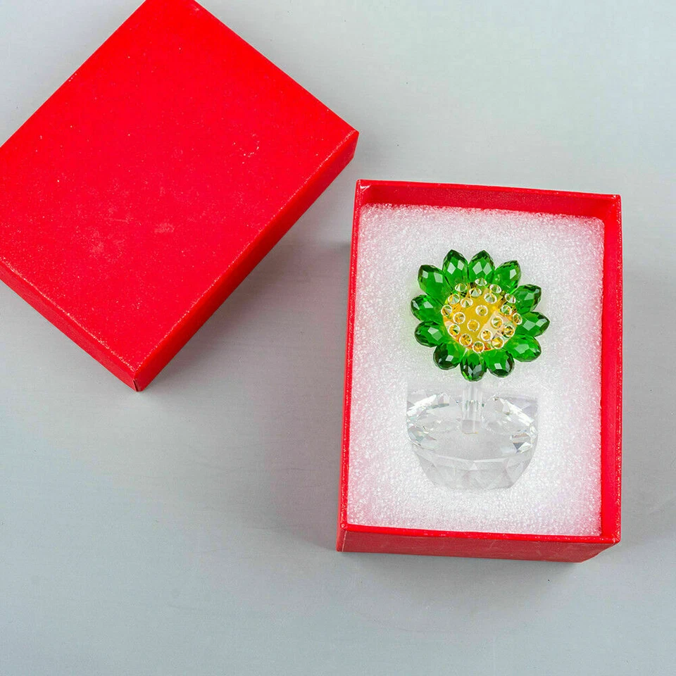 Crystal Sunflower Figurine Collectible Glass Flower Ornament Wedding Decor - Image 4 of 4