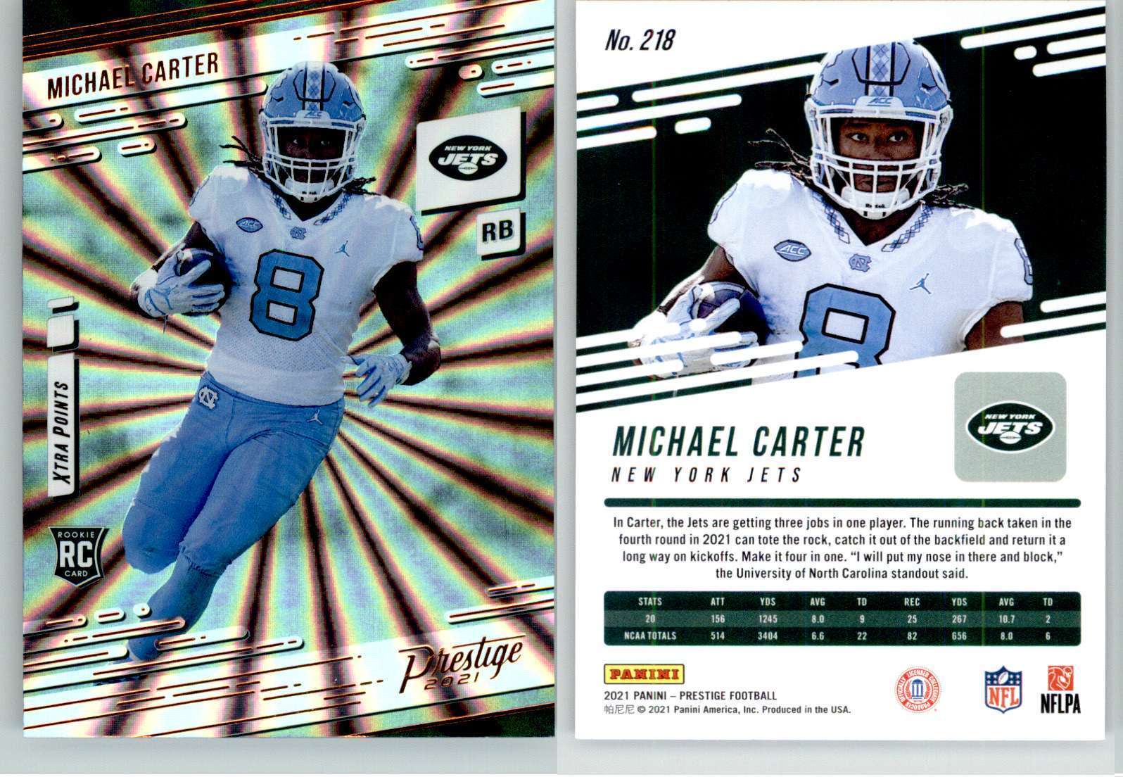 Michael Carter Panini Prestige #218 Xtra Points Sunburst