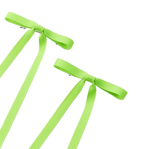 Urban Outfitters Neon Green Grosgrain Ribbon Hair Bow Barrette Clips Pack Of 2 - Picture 3 of 3