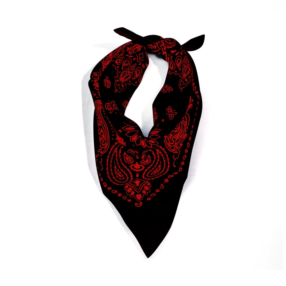 Rothco Jumbo Trainmen Paisley Bandana Algodón Negro Rojo Headwrap FaceCover 27X27 Foto 3 de 4